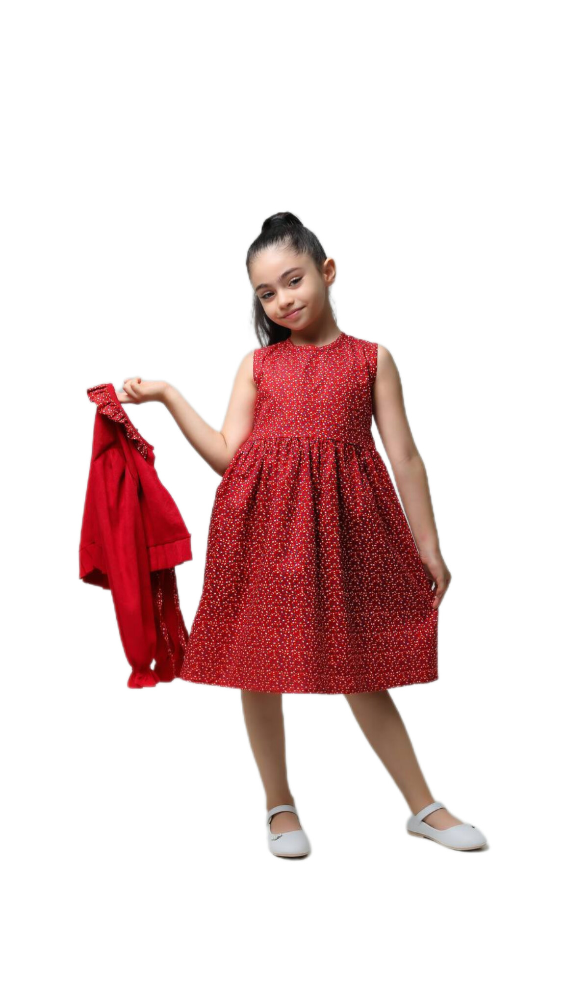 سارافان گلدار و کت مخمل کبریتی