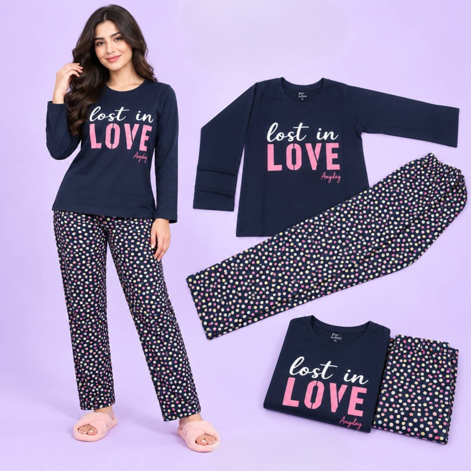 ست بلوز و شلوار طرح Love زنانه